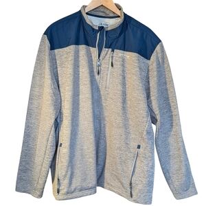Orvis Gray and Blue Quarter-Zip Pullover Men's XXL Outdoor Casual Hiking Cabin